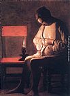 Georges De La Tour Wall Art - Woman catching Fleas